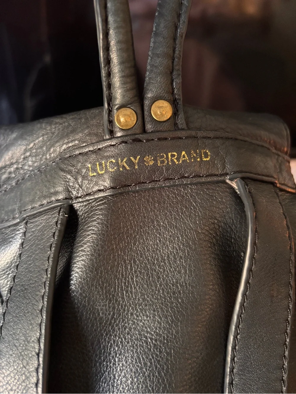 Vintage Super Soft Black Leather Lucky Brand Women’s Backpack with Tassel Accent